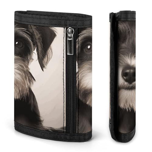 Cute Schnauzer Mens Trifold Wallet Minimalist Wallet for Men, Rfid Blocking Wallets, 8 Credit Card Holder 1 Note Pocket Coin Pocket & Id Window, Portable Slim Tri Fold Wallets4