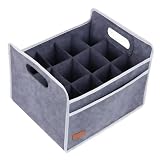 byepica Filcowa torba na wino na 12 butelek, ochraniacz podróżny ze zdejmowaną przegrodą, nośność do 29,5 kg, składana konstrukcja z solidnym uchwytem i zewnętrzną kieszenią na akcesoria