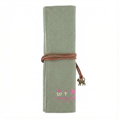 Estojo de pincéis de pintura artística, suporte de caneta, bolsa de lona, portátil, organizador de artistas, verde claro