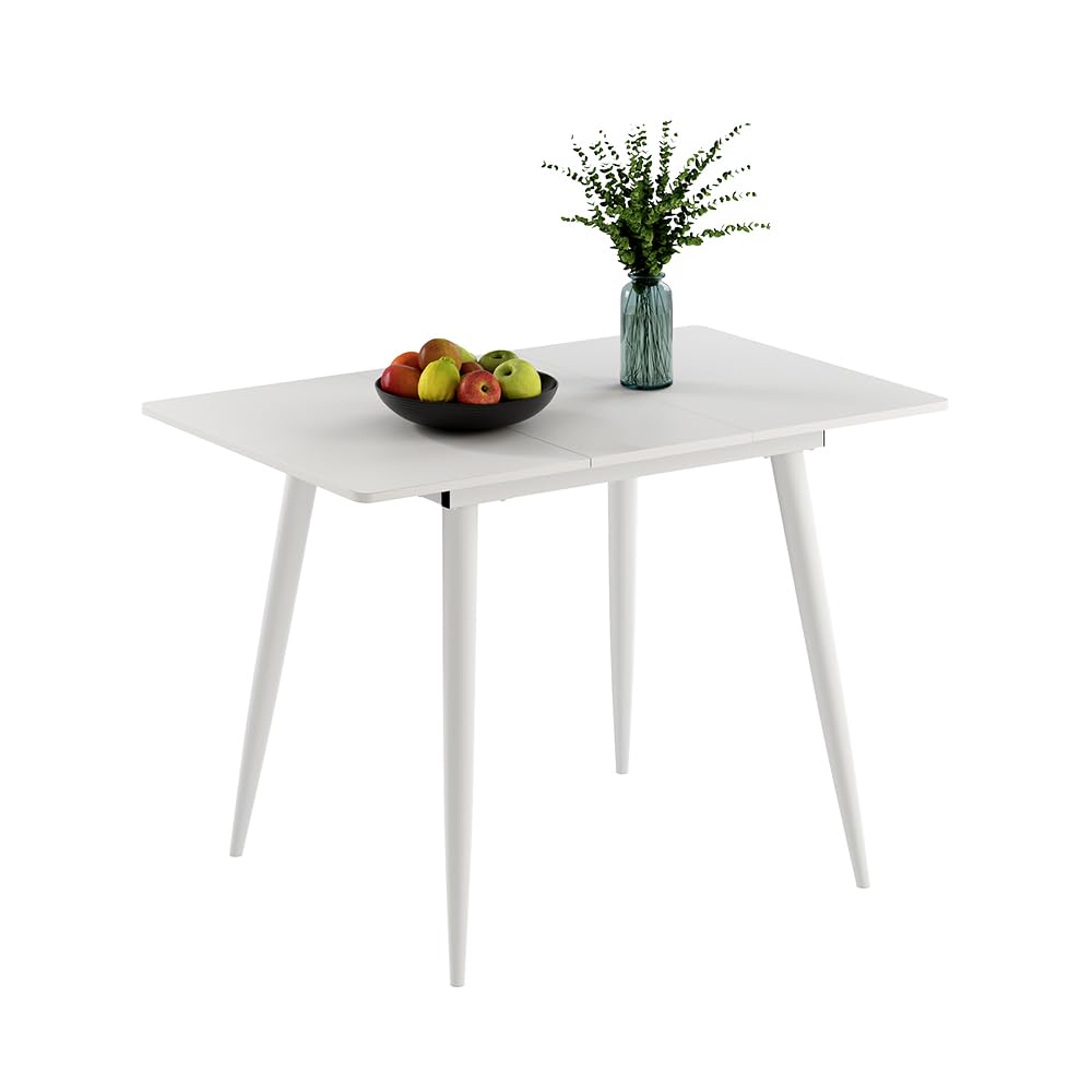 Vicco Mesa de Comedor Beaver, Blanco, 80-110 x 70 cm | Extensible, para uso flexible como mesa de comedor o de trabajo