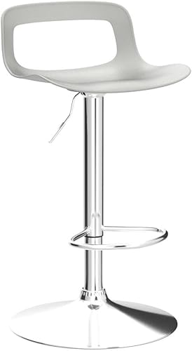 Miniatura 4 de thksbought Juego de 4 taburetes de bar, taburetes de bar giratorios de plástico ajustables, taburetes modernos con respaldo abierto y reposapiés,