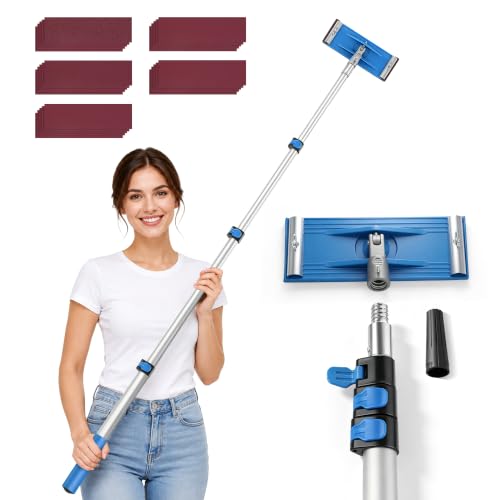 Drywall Pole Sander with Telescoping Pole, Stable Metal Head & 25 Sandpaper