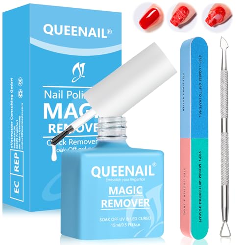 15 ML Quita Esmalte Semipermanente, Removedor de esmalte de uñas Magic Gel Herramienta Para Remover el Esmalte de Uñas, Quitar el Esmalte de Uñas Rápido y Fácil, No Daña las Uñas
