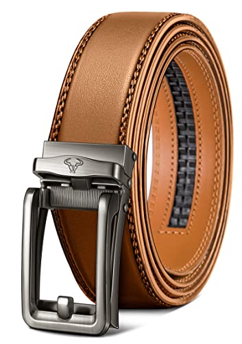 Image of BULLIANT Ratchet Trimmable Leather Belt for Men Adjustable 1 3 /8-Gift Boxed | Smooth Sliding | Micro Adjustable Fit | Tailored Size | Holeless Understated Elegance