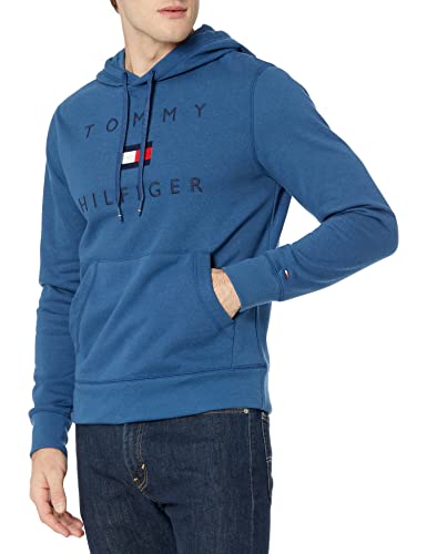 Tommy Hilfiger Men's Long Sleve Stacked Logo Pullover Hoodie Sweatshirt