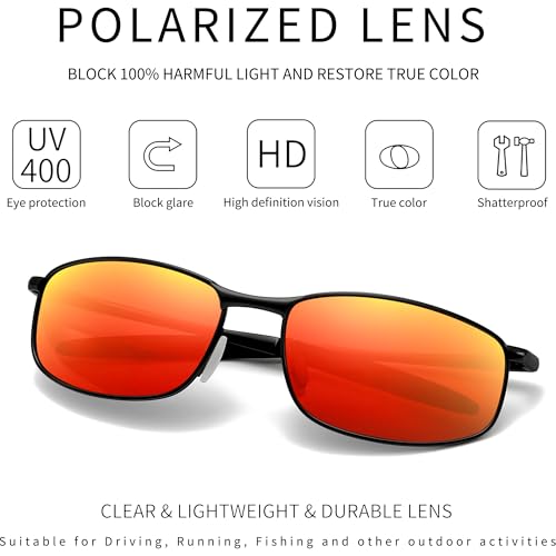 Image of SUNGAIT Mens Narrow Polarized Sunglasses Metal Frame Small Rectangle Retro Durable UV400 Protection