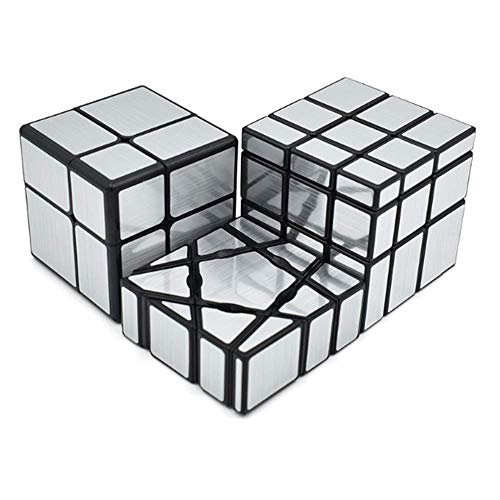 SUN-WAY Ghost Mirror Cube Set of 1Ã—3Ã—3 2Ã—2Ã—2 3Ã—3Ã—3 Silver Mirror Cube Speed Cube Set Twisty Sticker Mirror Blocks Cube Bundle Puzzle Toy Brain Teasers