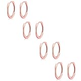 Picture of Gokeey Small Gold Huggie Hoop Earrings Set for Women 14K Gold Plated Hypoallergenic Lightweight Earrings for Sensitive Ears Everyday Earrings for Cartilage Piercings Rose Gold 4 Pair
