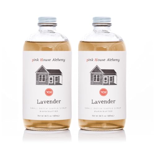 Image of Pink House Alchemy Lavender Simple Syrup, 16 oz Pack of 2, Handcrafted | All-Natural Mixer for Coffee, Cocktails, Soda, Lemonade, Tea & Baking, Small Batch