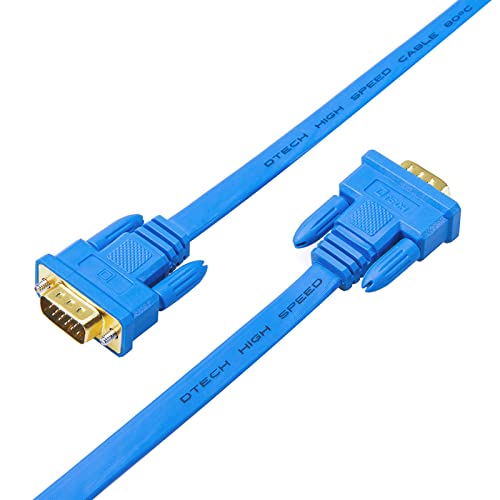 Dtech Flat Thin Extra Long Vga Cable 25 Ft Male To Male 15 Pin Connector Computer Monitor Cord 1080P Hd High Resolution(8 Meter, Blue) #TOP5
