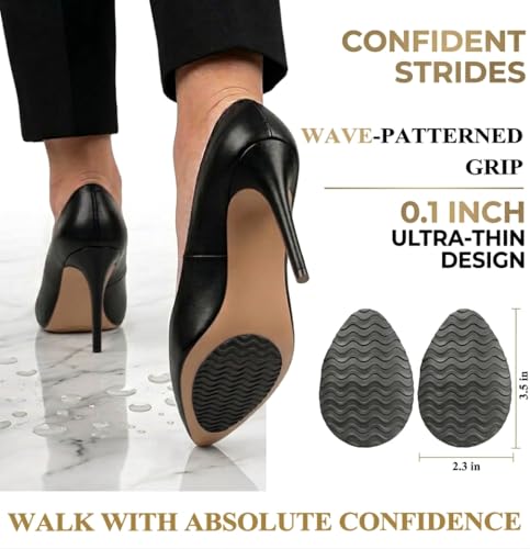 Image of Non Slip Pads for Heels, Anti Slip Grip Inserts for Women's Dress Shoes, Pumps & Stilettos | Invisible Traction Stickers & Sole Protectors for Toe Soles | Shoe Grips for Bottom of Shoes