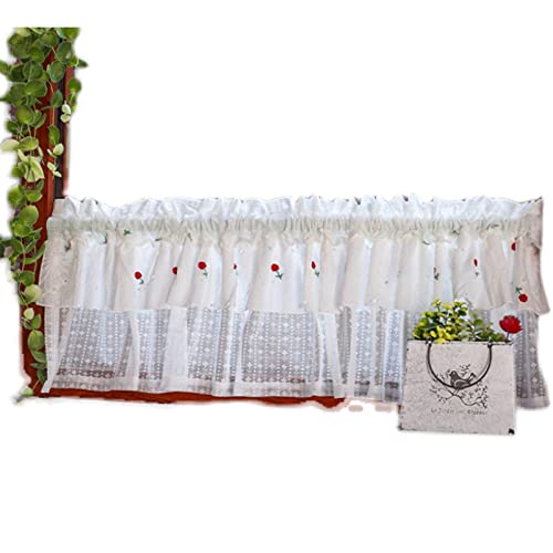 Cortinas cortas de cocina blancas con encaje elegante estilo café 3