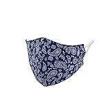 C.C Reusable Washable Face Mask, Paisley Navy/White
