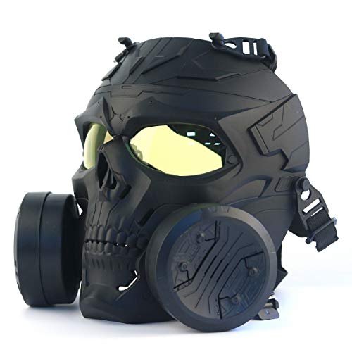 HAOYK Airsoft Paintball Masque de sécurité tactique antibuée avec double filtre Turbo Fan, Noir