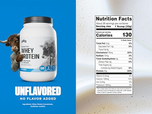 Image of Levels Grass Fed Whey Protein Powder, No Artificials, 25G of Protein, Unflavored, 2LB