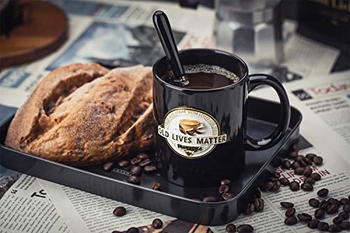 Luka Tech old lives matter coffee mug with spoon,Funny Birthday or Retirement Gift for Elderly Senior Citizens And Old Women- Gag Gift for Mom,Dad,Grandma,Grandpa