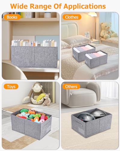 FAOKZE Faltbar Aufbewahrungsboxen 4er Set, schrank organizer, aufbewahrungsbox stoff für Garderobe Kleidung Unterwäsche usw, schrank organizer kleiderschrank,Grau