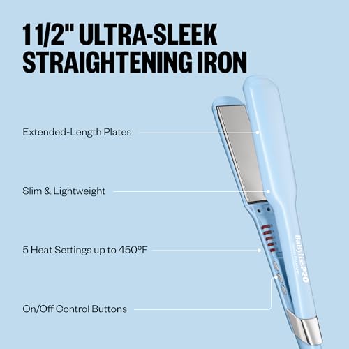 Image of BabylissPRO Nano Titanium Ultra-Sleek Hair Straightener, Flat Iron for All Hair Types