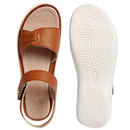 Image of MADANA Women's /Ladies /Female's /Girl Synthetic Leather Casual Daily /Office, College wear Stylish Fancy Flat sandals