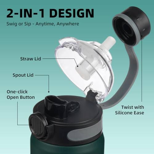 Image of Konokyo 32 oz Insulated Stainless Steel Water Bottle with Straw Lid