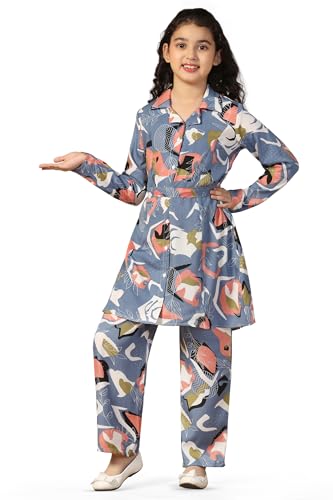 Image of Fashion Dream Girl's Rayon Abstract Printed Clothing Set|Co-ord Set|Casual Wear|Coordinate Outfit for Girls