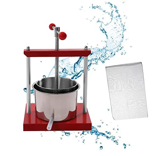 LOYALHEARTDY Fruit And Wine Press, 6L/1.6gal Grape Honey Press Machine with Stainless Steel Hollow Basket Cider Wine Bladder Manual Press for Juice, Vegetable, Wine, Olive Oil
