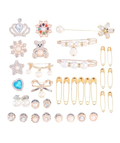 Image of 65 PCS Diy Charms For Socks - Safety Brooches And Pins For Women, Rhinestone Junk Charms Accessories For Shoes Bags Clothes