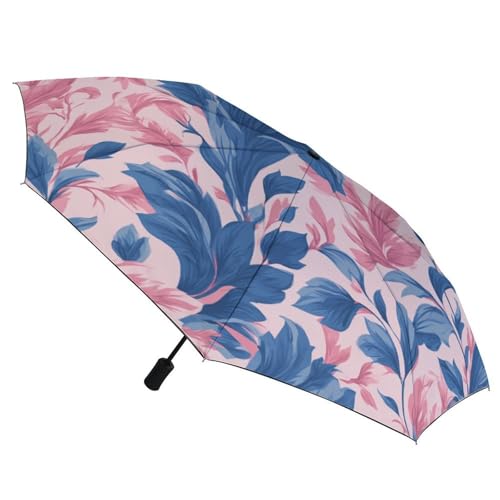 Parapluie pliant à motif toile de Jouy rose bleu imperméable et résistant - 3