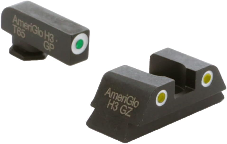 Classic Green Tritium Front/2-Dot Rear White Outlines Sight Set Compatible With Glock 42,43,43X,48