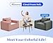Hobestluk Single Sofa Foam Couch Sofa for Small Spaces Comfy Sofas with Removable Cover Furry Couch with Pillows for Living Room, Bedroom, Apartment, Office (Pink, Standard)