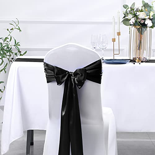 SiinvdaBZX 12 Pcs Black Satin Table Runner 12 x 108 inches Long, Bright Smooth Satin Wedding Table Runner Decorations for Birthday Parties, Buffet, Banquets, Graduations, Engagements by SiinvdaBZX - Image 6