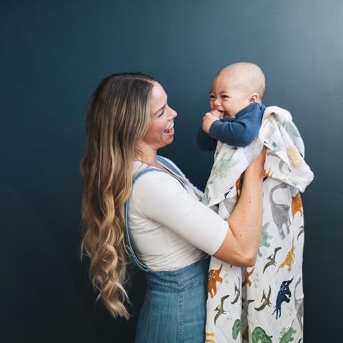 Image of Little Unicorn Muslin Swaddle Blanket for Newborns & Infants | Soft & Breathable Fabric | Set of 3 Baby Blankets for Swaddling, Nursing, Shower Gifts (Dino Friends)