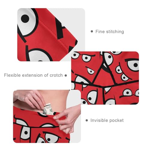 KLL Calça feminina Happy Halloween com olhos vermelhos para ioga com cintura alta PP, Happy Hallowee