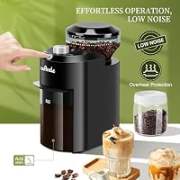 Wancle Elektrische Kaffeemühle - Einstellbarer scheibenmahlwerk kaffeemühle für Kaffeebohnen mit 28 Präzisen Mahlstufen - Perfekt für 12 Tassen (Kunststoff, Schwarz+Silber) – Ansicht 5