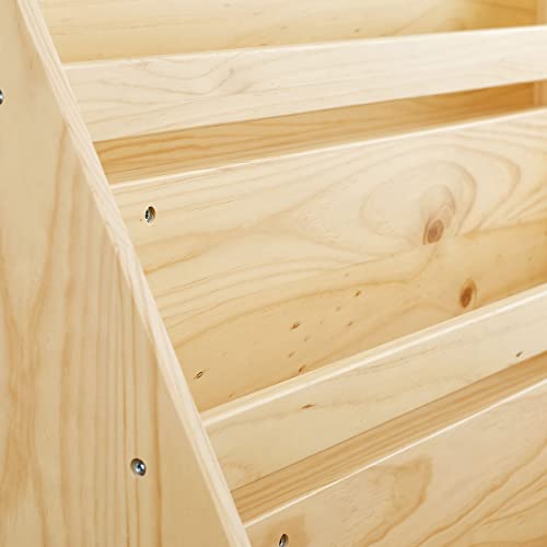 Mushomeinc Pinewood Single-Sided Bookcase Display Stand For Kids, Kids Storage Bookshelf With 4 Shelves, Book Display Rack For Kids, Natural #TOP5