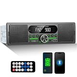 GOHHDL Bluetooth Autoradio 1DIN avec Haut Parleur intégré, FM/AM Lecteur MP3, Type C/USB/AUX in, Emplacement pour Carte SD/TF, EQ, Boutons Rétroéclairés en Couleur et Télécommande