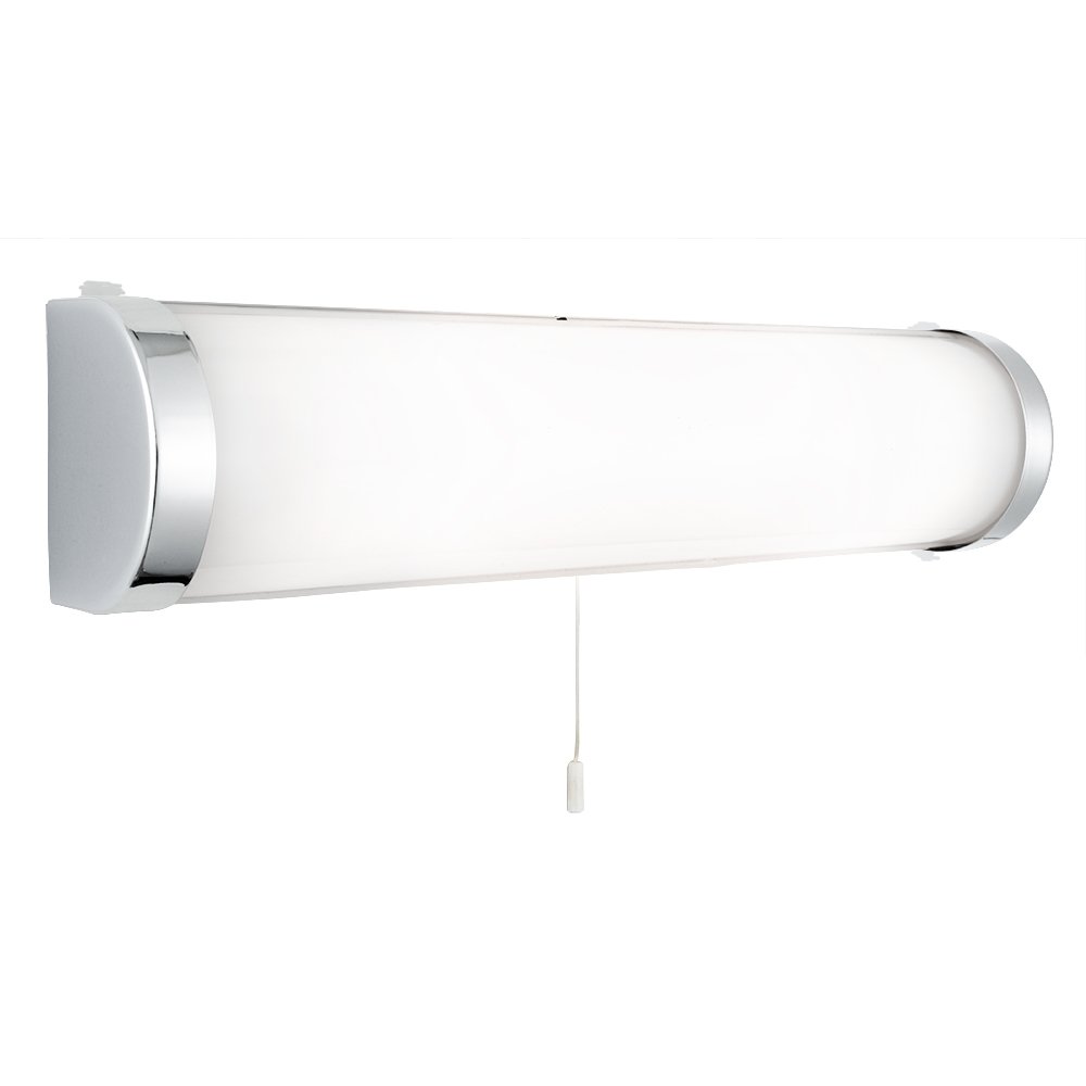 Licht-Erlebnisse Wandlampe Küche mit Zugschalter IP44 Glas Metall blendarm Modern B:40 cm E14 2-flammig Spiegelleuchte Bad Badezimmer Wandleuchte Wandbeleuchtung Innen