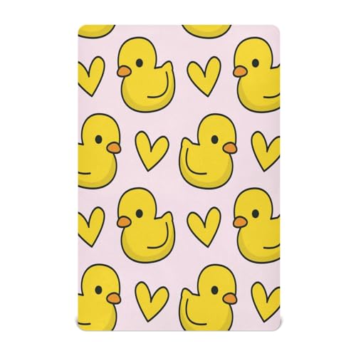 Image of Caikeny Fitted Crib Sheet for Boys Girls Cute Ducks Baby Crib Sheets Yellow Heart Bassinet Sheets Crib Mattress Bed Sheets for Toddler Newborn Infant 52 X 28 in