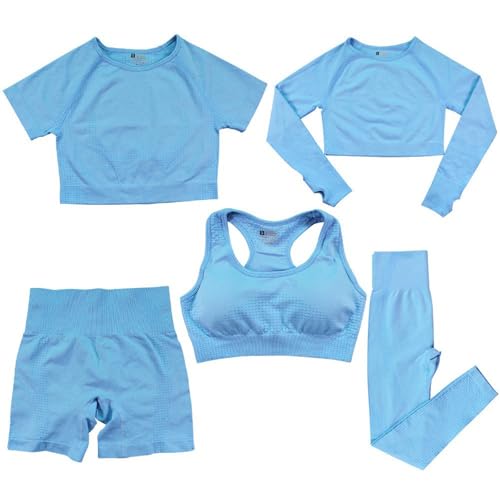 Tenue de yoga premium ensemble 5 pièces finitions soignées et textile extensible