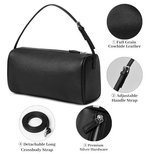 DAILANDO Small Leather Top Handle Hobo Purse for Women, Designer Mini Barrel Boston Crossbody Shoulder Bag With Two Way Strap3