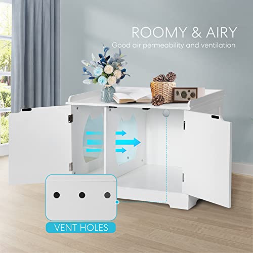 DEStar Hidden Litter Box Enclosure Wooden Cat Washroom Storage Cabinet End Table Indoor Decorative Pet House with Double… - Image 4