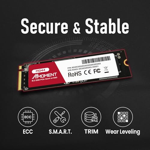 Image of MMOMENT MG44 4TB NVMe PCIe 4.0 Internal SSD, Up to 7200MB /s Read, 6200MB /s Write, M.2 2280 Storage Internal PC Solid State Drive for Laptop Desktop