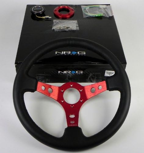 NRG ST-006R-RD Superceded to RST-006RD: 350mm (13.78 inches)- Black Leather with Red