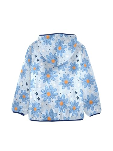 White Blue Daisy Flower Girls Fleece Jacket Girls Fall Jacket Boys Coats Zip Up Hoodie Children Outerwear 2-10T2