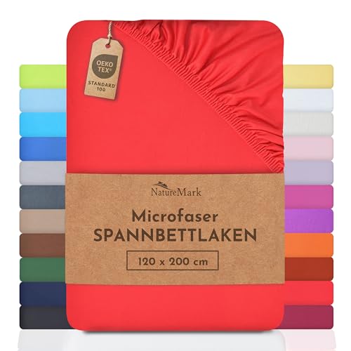 NatureMark - Mikrofaser SPANNBETTLAKEN zum Sparpreis! viele Größen und Farben Markenware (120x200 cm, rot)