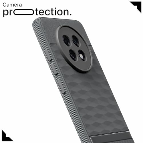 Image of Pikkme Back Cover for Oppo F31 Pro Plus 5G Camera Protection 3D Hexa Cube Design Silicone Protective Bumper Case (Grey)