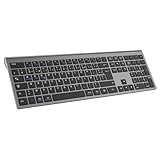 cimetech Clavier sans Fil Rechargeable, Connexion Bluetooth, Clavier Silencieux, Ultra Fin, AZERTY Français, avec Pavé Numérique, pour MacOS/iOS/Android/Windows/PC/Ordinateur/Portable Gris Noir