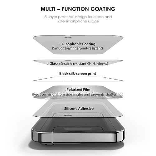 Image of GRIPP Matte Privacy Tempered Glass Screen Protector for iPhone 15 (6.1 inch), Anti-Glare, Anti-Spy Protection, 2.5D Round Edges, Scratch-Resistant, 9H Hardness, Bubble Free