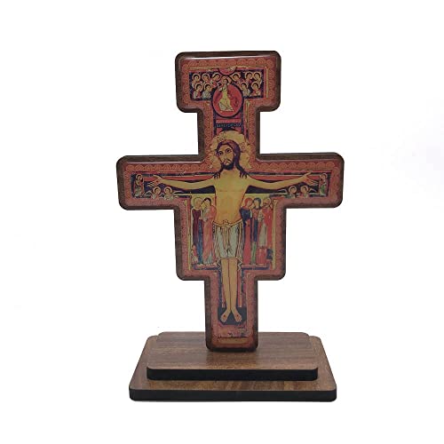 FORNECEDOR 2 - Cruz de São Damião - Crucifixo MDF 17cm - Impressão Gráfica - Religioso - Vertical -