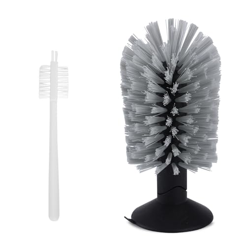 Image of 2pcs Turtle Shell Cleaning Brush, Turtle Scrub Brush with Suction Cup Tortoise Scratcher Supplies Exfoliate Scratcher for Tortoise Aquarium Tank Accessories (Grey, White)
